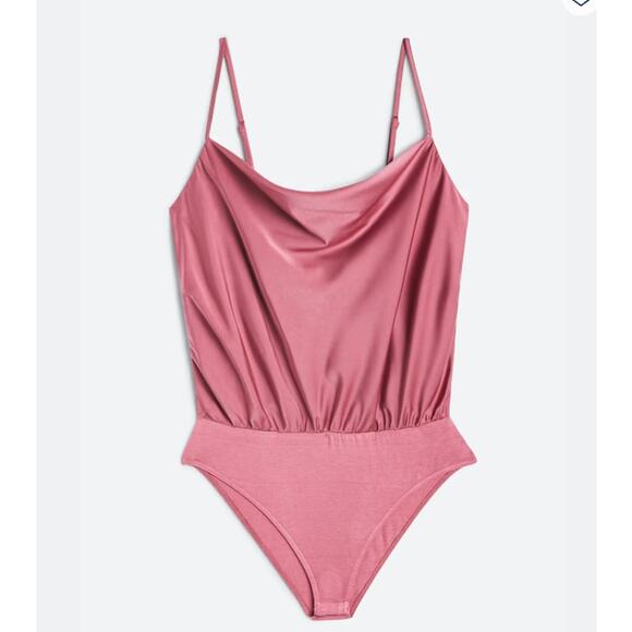 Kaileigh Tops - Kaileigh Valentina Cowl Neck Bodysuit in Pink - Women's Large - NWT